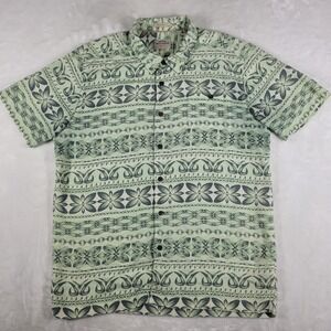 Quiksilver Waterman Shirt Men's XL Green Short Sleeve Button Up Hawaiian‎ Floral